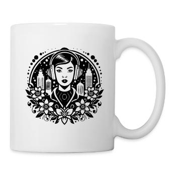 Melancholy calm silence – woman, headphones, pose - Mug - white - Right