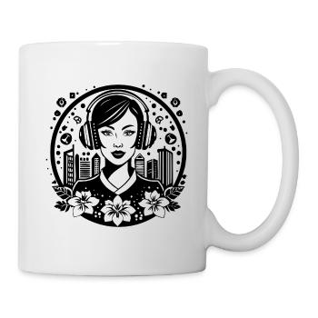Streetwear – Frau, Kopfhörer, Hip-Hop, cool - Tasse - Weiß - Rechts