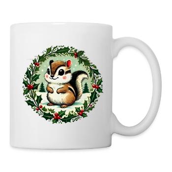 Festive Squirrel with Holly Wreath - Mug - white - Right