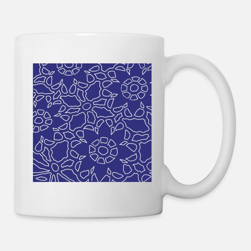 Lineares geometrisches Weihnachtsmuster - Tasse - Weiß