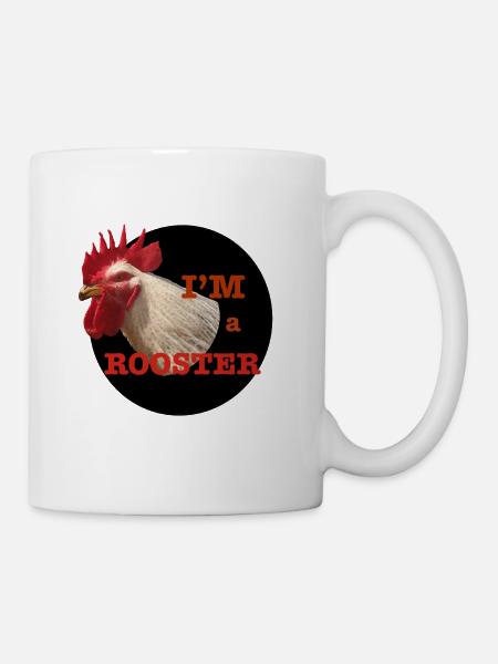 Hahnendesign und humorvoller Text - Tasse - Weiß