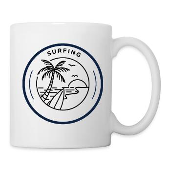 Farbige Pflanzenmuster auf dunklem Hintergrund - Tasse - Weiß - Rechts
