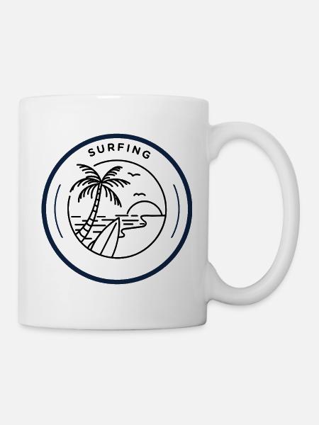 Colored plant patterns on dark background - Mug - white