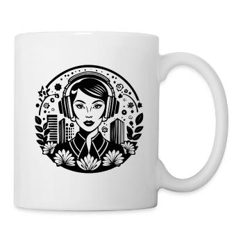 Pop-Kultur Trend Ikon – Frau, Kopfhörer, Poster - Tasse - Weiß - Rechts