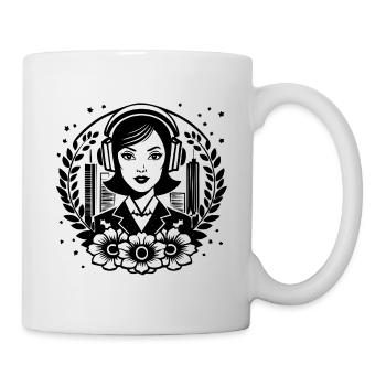 Portrait Woman Profile – Headphones, Streetwear, - Mug - white - Right
