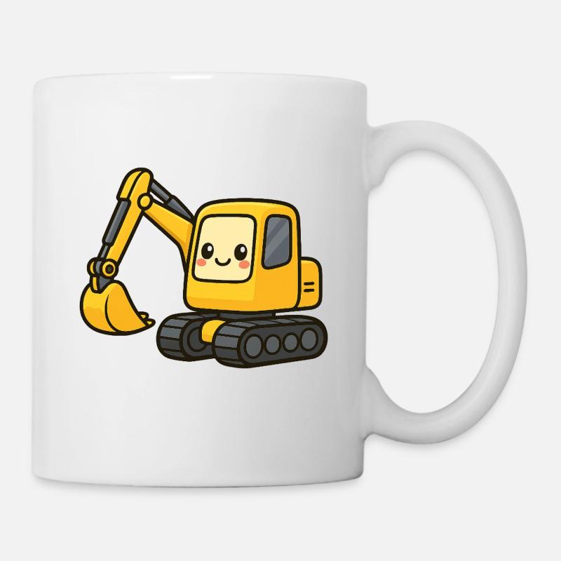 Niedlicher Bagger mit Kulleraugen - Tasse - Weiß