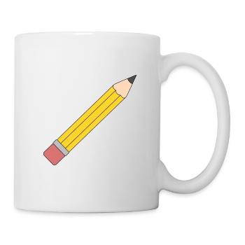 Lebendige gelbe Bleistift-Illustration - Tasse - Weiß - Rechts