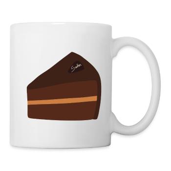Sacher Schokoladenscheibe Illustration Design - Tasse - Weiß - Rechts