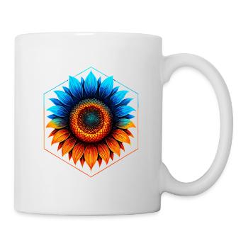 Sunflower blue and gold, vibrant orange - Mug - white - Right