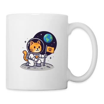 Space Cat Moon Landing – Kawaii Shirt - Mug - white - Right