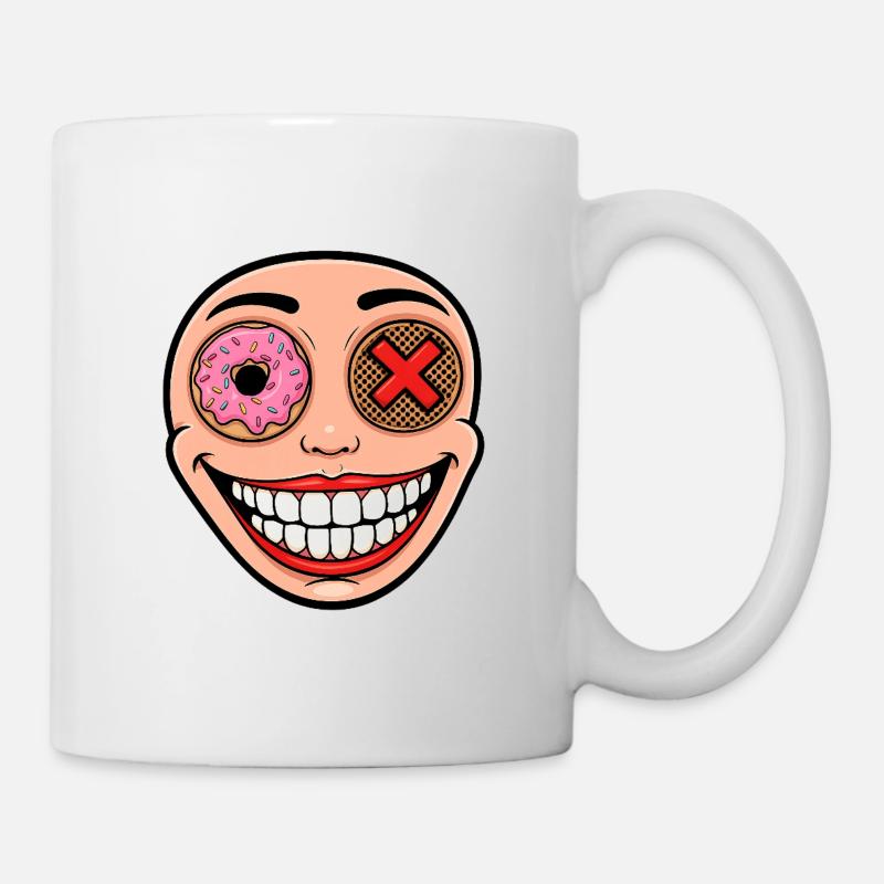 Sourire éclectique avec beignet et pétale - Mug blanc - blanc
