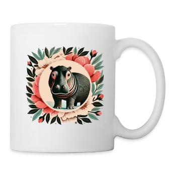 Wunderliches Nilpferd-Blumenporträt - Tasse - Weiß - Rechts