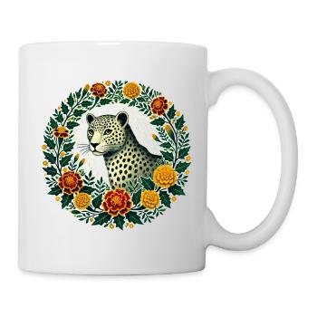 Elegant Leopard with Floral Frame - Mug - white - Right