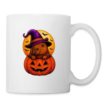 Niedliches Capybara im Halloween-Kürbis - Tasse - Weiß - Rechts