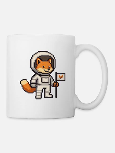 Pixelart Fuchs im Astronautenanzug - Tasse - Weiß