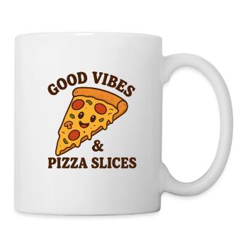 Illustration de tranche de pizza heureuse - Mug blanc - blanc - Droite