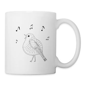 Elégant oiseau chanteur en noir et blanc - Mug blanc - blanc - Droite