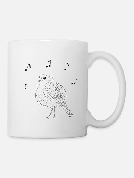 Elegant singing bird in black and white - Mug - white