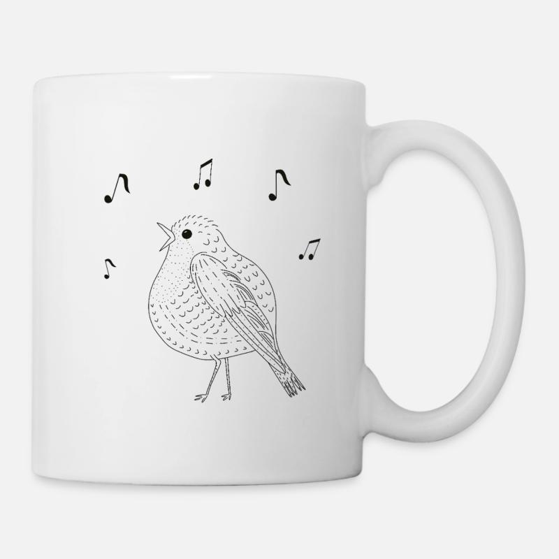 Eleganter singender Vogel in Schwarz-Weiß - Tasse - Weiß