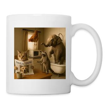 Unusual animals in the bathroom - Mug - white - Right