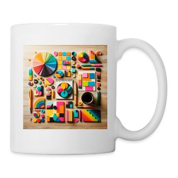 Abstract composition of coloured shapes - Mug - white - Right