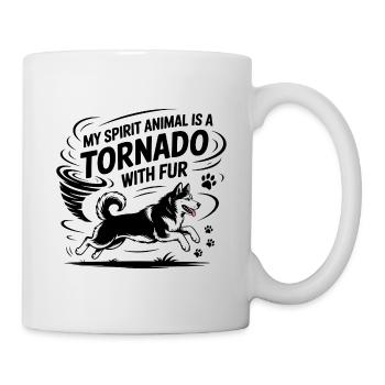 Mon animal spirituel est une tornade avec un chien à fourrure - Mug blanc - blanc - Droite