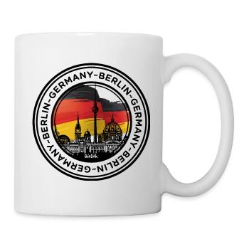 Berliner Skyline mit deutschen Flaggenfarben - Tasse - Weiß - Rechts