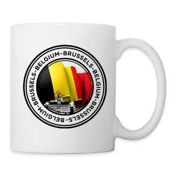Brüssel Landmark Flagge Illustration - Tasse - Weiß - Rechts
