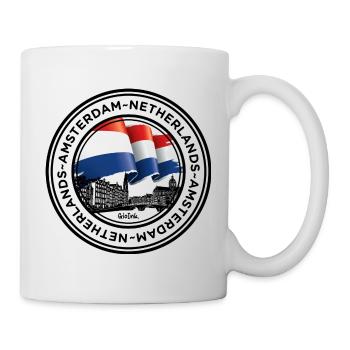 Abstraktes niederländisches Flaggenkunstdesign - Tasse - Weiß - Rechts