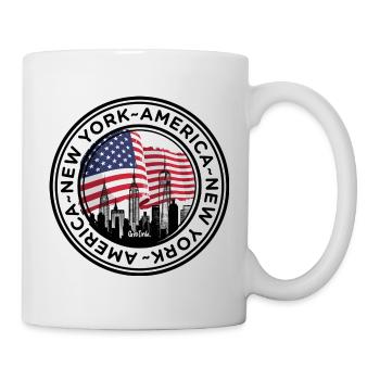American Skyline with Flag Embrace - Mug - white - Right