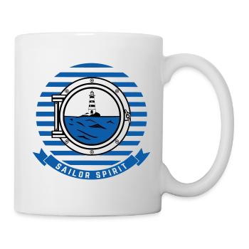 Meeresleuchtturm-Illustration im nautischen Stil - Tasse - Weiß - Rechts
