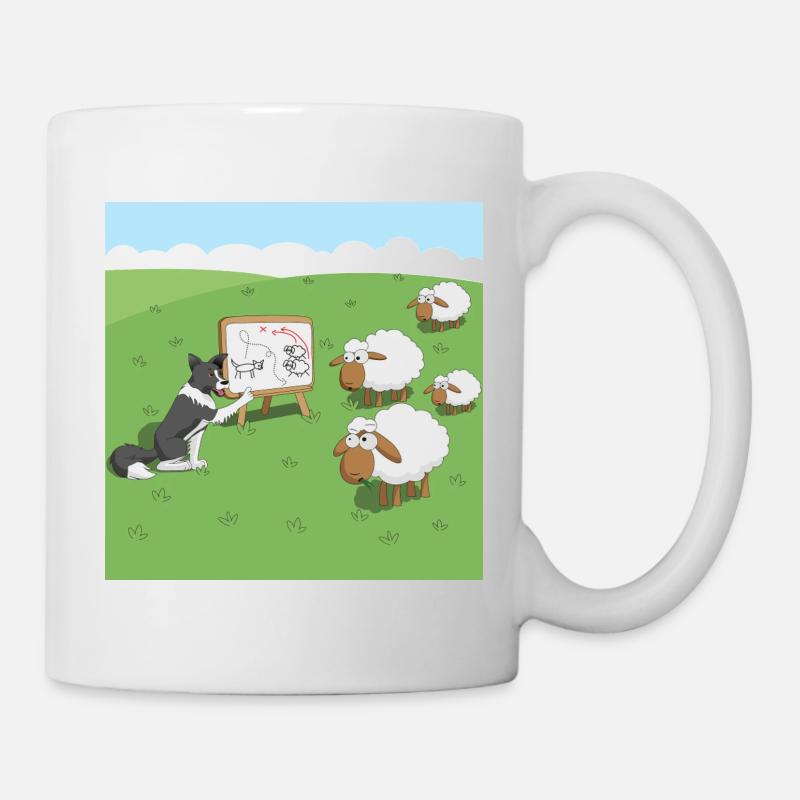 Border Collie avec mouton dessin animé - Mug blanc - blanc