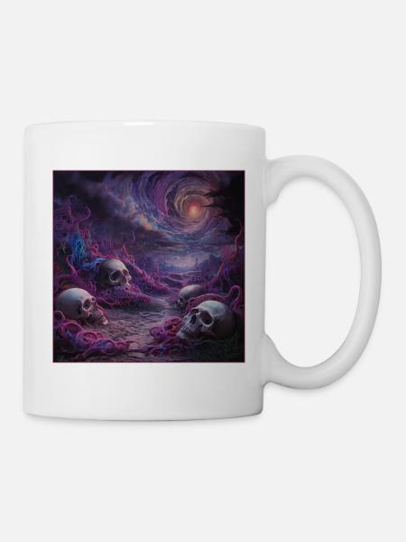 Kosmisches Schädelreich Kunstwerk - Tasse - Weiß