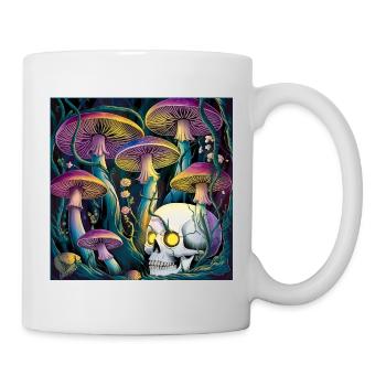 Neon Gothic Pilz Schädel Illustration - Tasse - Weiß - Rechts