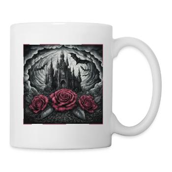 Dark Castle with Roses and Bats - Mug - white - Right