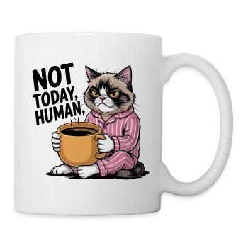 Not Today Human Angry Cat Coffee - Mug - white - Right