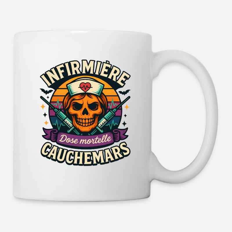 Nurse Halloween Deadly Dose Nightmares - Mug - white