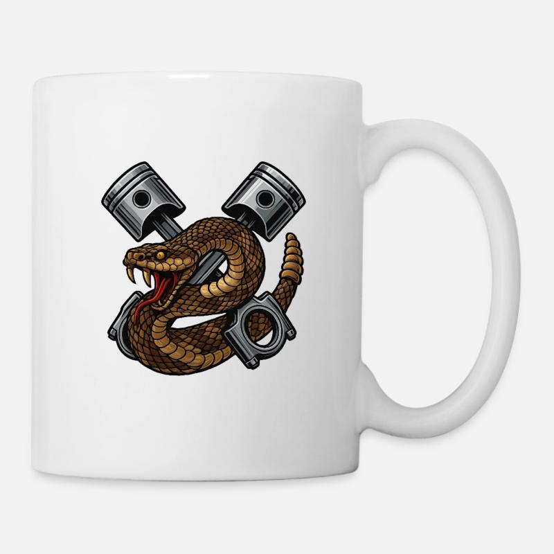 Schlange mit Kolben, Retro - Tasse - Weiß