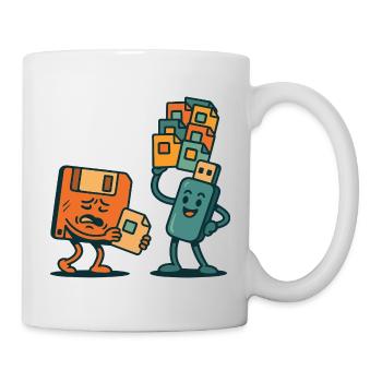 Disquette vs clé USB : le sarcasme des technologies rétro - Mug blanc - blanc - Droite