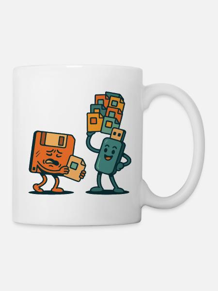 Diskette vs. USB-Laufwerk Retro Tech Sarkasmus - Tasse - Weiß