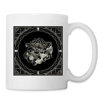 Koi et fleur de lotus à la japonaise - Mug blanc - blanc - Droite