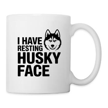Citation drôle sur le visage d'un Husky au repos - Mug blanc - blanc - Droite