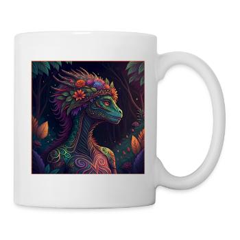 Mythical Jungle Dragon Illustration - Mug - white - Right