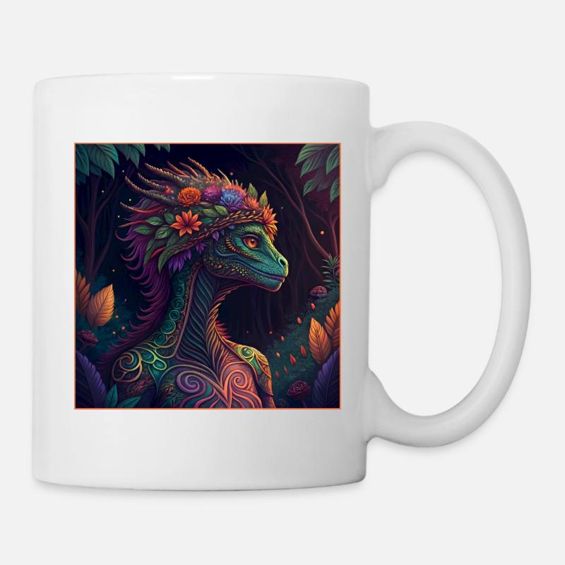 Illustration mythique du dragon de la jungle - Mug blanc - blanc