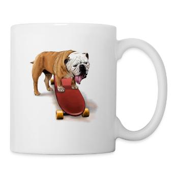 Cute bulldog on skateboard - Mug - white - Right