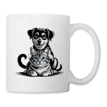 Meilleurs amis chien et chat - Mug blanc - blanc - Droite