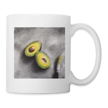 Minimalistische Avocadoscheibe Illustration - Tasse - Weiß - Rechts