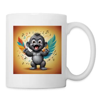 Animated Monkey with Colorful Feathers and Musical Notes - Mug - white - Right