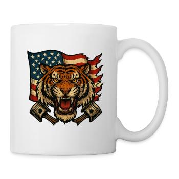 Tigre Patriote avec Drapeau Américain - Mug blanc - blanc - Droite