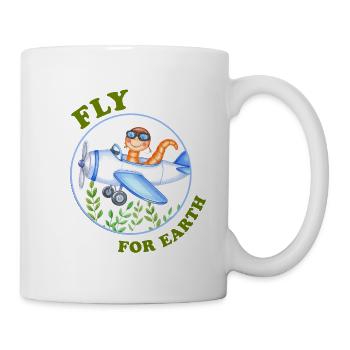 Eco Pilot – Ver de terre dans un avion - Mug blanc - blanc - Droite
